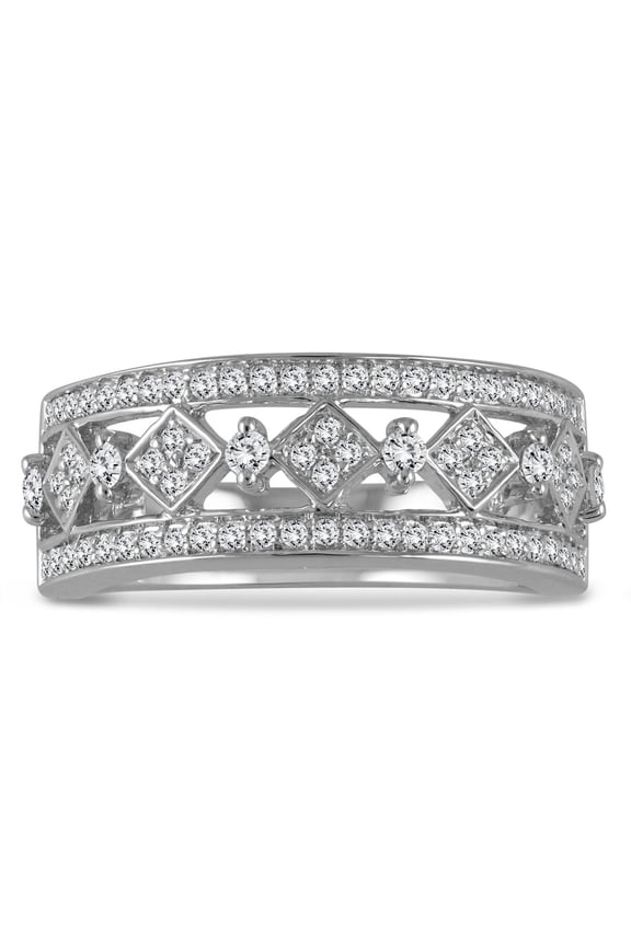 Women's 1/2 Carat TW Diamond Byzintine Inspired Ring in 10K White Gold (J-K-L Color, I2-I3 Clarity)