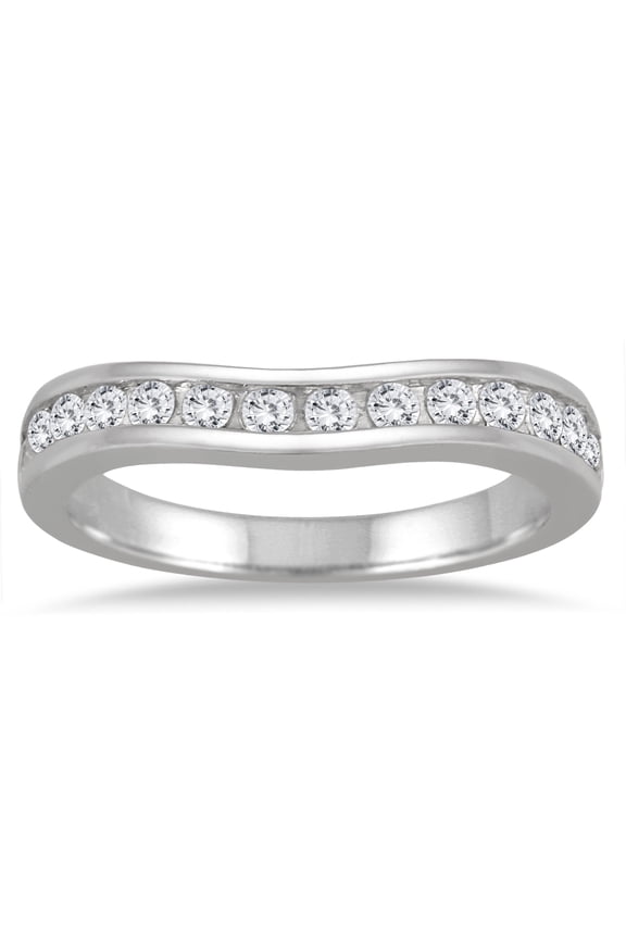 Women's 1/2 Carat TW Diamond Channel Set Curved Band in 10K White Gold (J-K-L Color, I2-I3 Clarity)