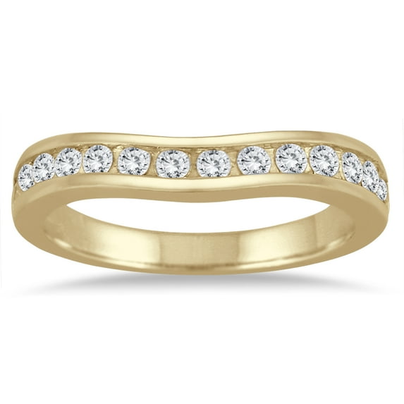 SZUL Women's 1/2 Carat TW Diamond Channel Set Curved Band in 10K Yellow Gold (J-K-L Color, I2-I3 Clarity)