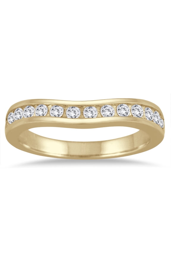 Women's 1/2 Carat TW Diamond Channel Set Curved Band in 10K Yellow Gold (J-K-L Color, I2-I3 Clarity)