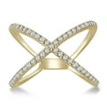 thumbnail image 1 of SZUL Women's 1/2 Carat TW Diamond Criss Cross X Ring in 10K Yellow Gold (K-L Color, I2-I3 Clarity), 1 of 4