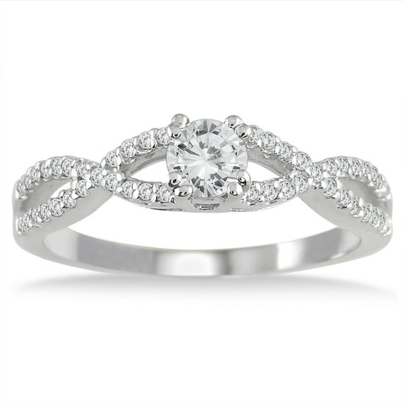 SZUL Women's 1/2 Carat TW Diamond Engagement Ring in 10K White Gold (J-K-L Color, I2-I3 Clarity)