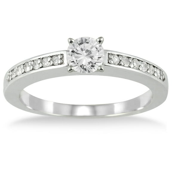 SZUL Women's 1/2 Carat TW Diamond Engagement Ring in 10K White Gold (J-K-L Color, I2-I3 Clarity)