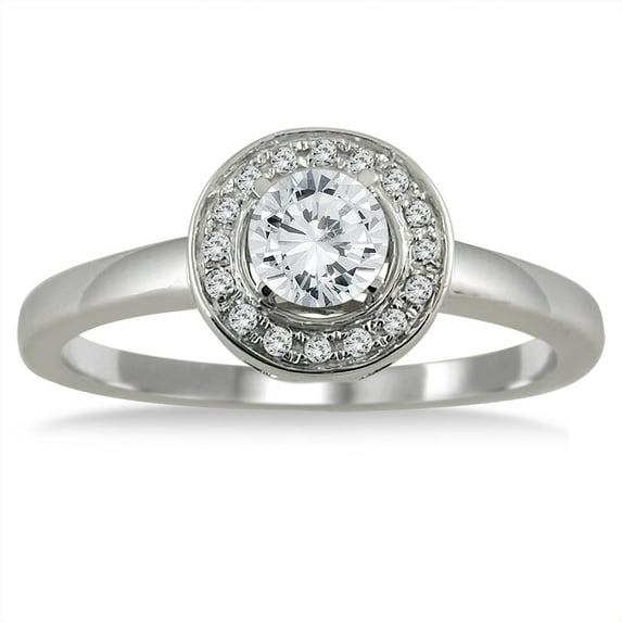 SZUL Women's 1/2 Carat TW Diamond Halo Engagement Ring in 10K White Gold (J-K-L Color, I2-I3 Clarity)
