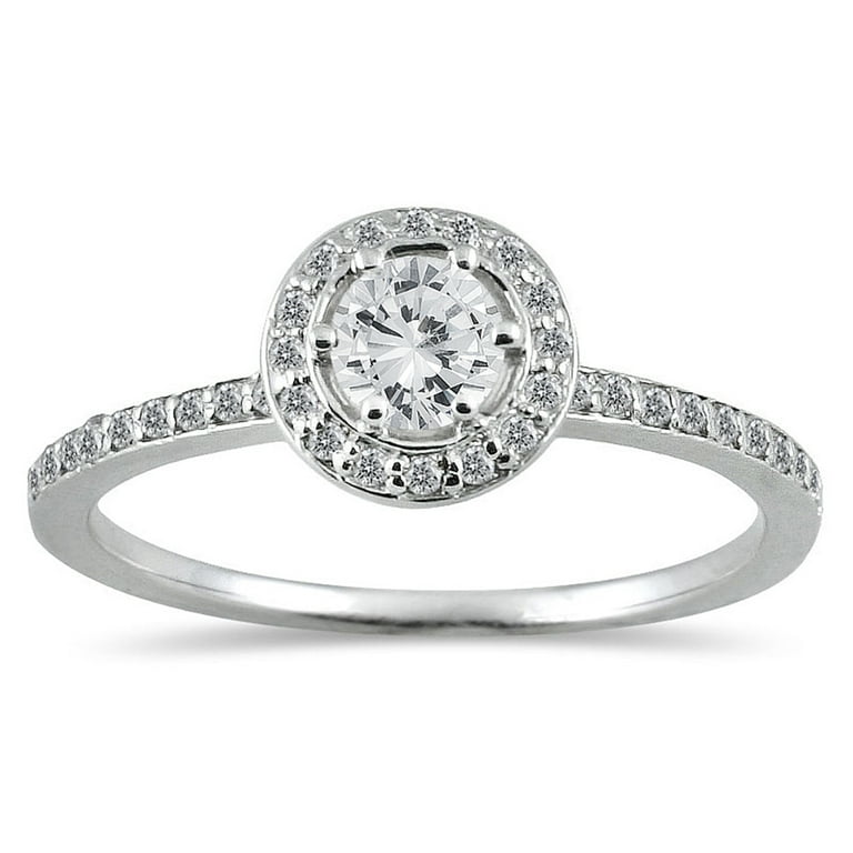 SZUL Women's 1/2 Carat TW Diamond Halo Ring in 14K White