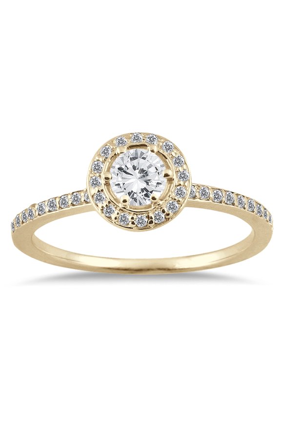 Women's 1/2 Carat TW Diamond Halo Ring in 14K Yellow Gold (J-K-L Color, I2-I3 Clarity)