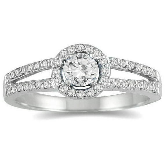 SZUL Women's 1/2 Carat TW Diamond Ring in 10K White Gold (J-K-L Color, I2-I3 Clarity)