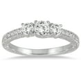 thumbnail image 1 of SZUL Women's 1/2 Carat TW Diamond Three Stone Ring in 10K White Gold (J-K-L Color, I2-I3 Clarity), 1 of 3