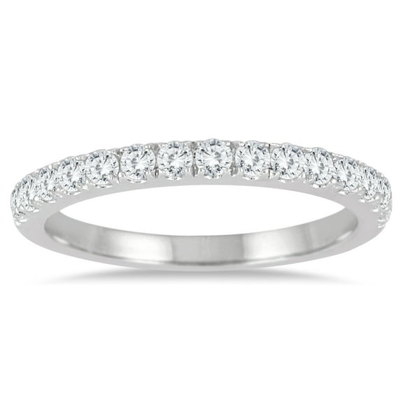 SZUL Women's 1/2 Carat TW Diamond Wedding Band in 10K White Gold  (J-K-L Color, I2-I3 Clarity)