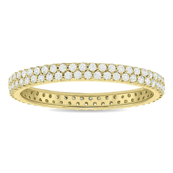 SZUL Women's 1/2 Carat TW Double Row Diamond Eternity Band in 10K Yellow Gold