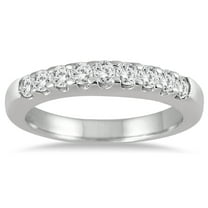 SZUL Women's 1/2 Carat TW Nine Stone Diamond Wedding Band in 10K White Gold  (J-K-L Color, I2-I3 Clarity)