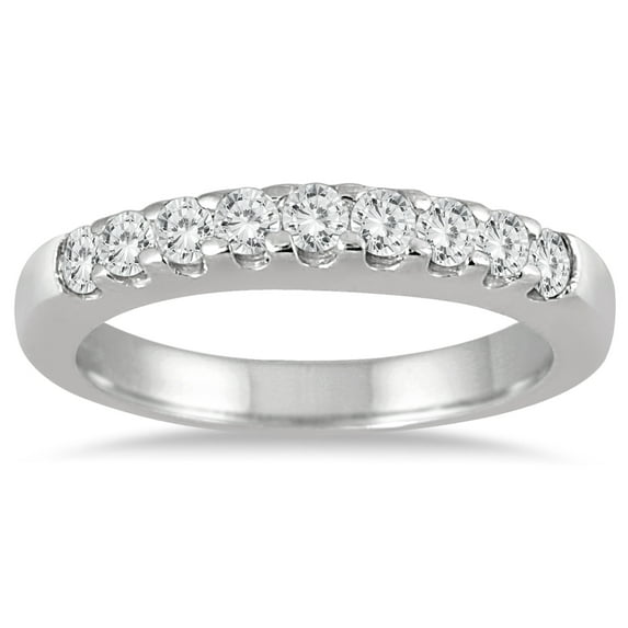 SZUL Women's 1/2 Carat TW Nine Stone Diamond Wedding Band in 10K White Gold  (J-K-L Color, I2-I3 Clarity)