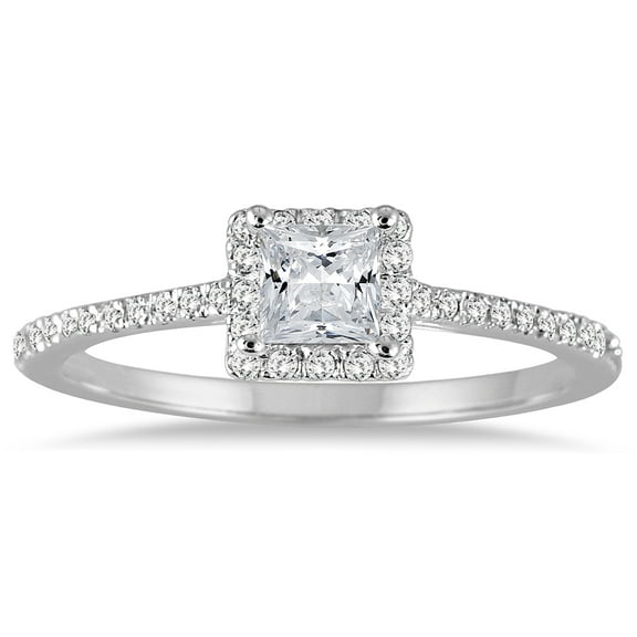 SZUL Women's 1/2 Carat TW Princess Cut Diamond Engagement Ring in 14K White Gold (J-K-L Color, I2-I3 Clarity)