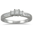 thumbnail image 1 of SZUL Women's 1/2 Carat TW Princess Cut Diamond Three Stone Ring in 10K White Gold (J-K-L Color, I2-I3 Clarity), 1 of 3