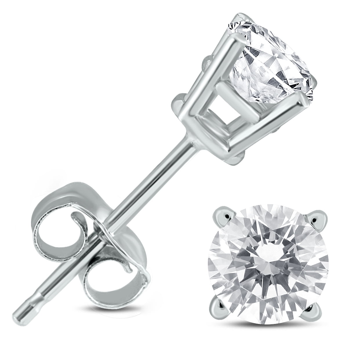 SZUL Women s 1 2 Carat TW Round Diamond Solitaire Stud Earrings in