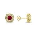 thumbnail image 1 of SZUL Women's 1/2 Carat TW Ruby and Diamond Bezel Set Earrings 10K Yellow Gold, 1 of 4