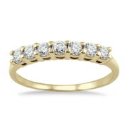 SZUL Women's 1/2 Carat TW Seven Stone Diamond Wedding Band in 10K Yellow Gold (J-K-L Color, I2-I3 Clarity)