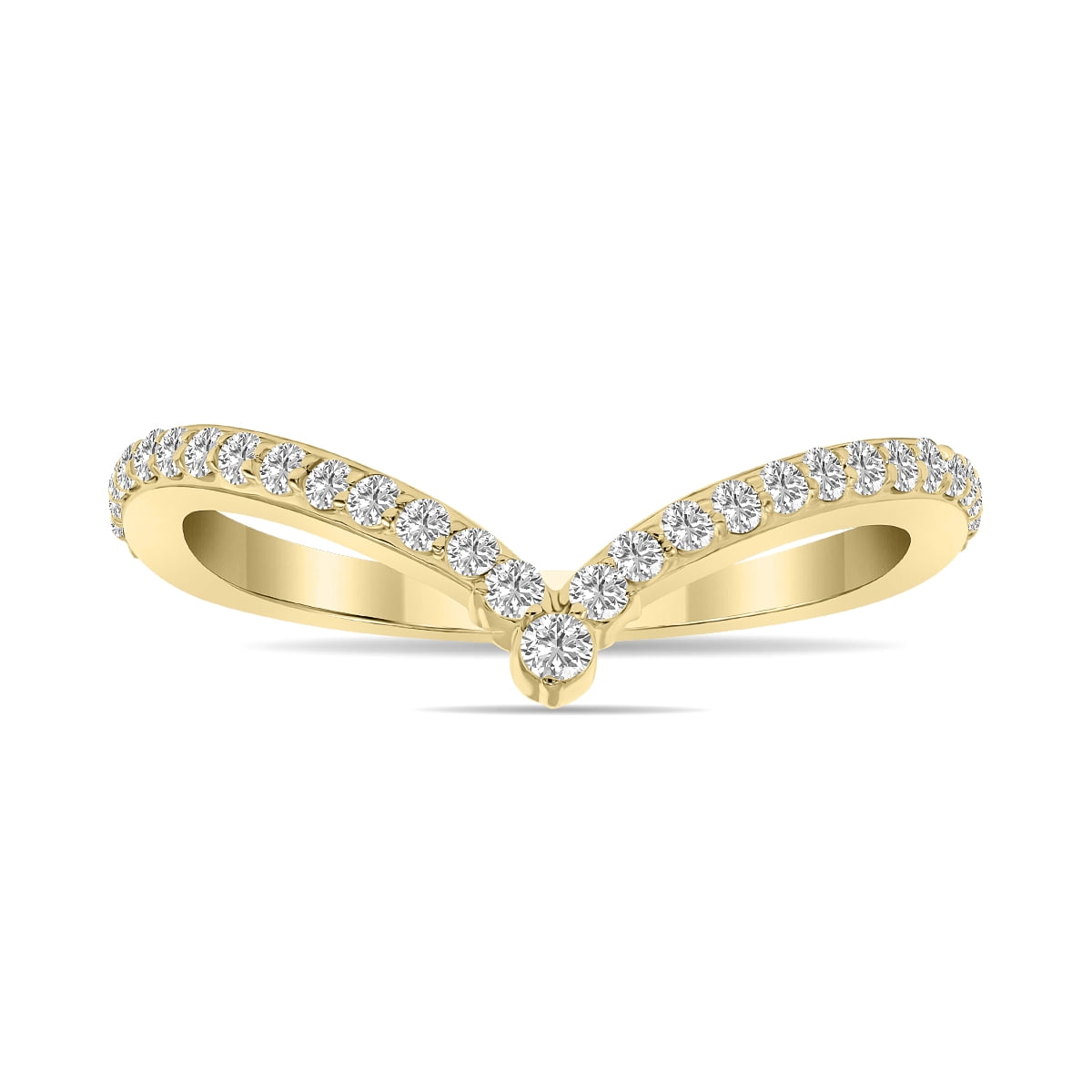 Half Eternity Chevron White Gold Ring, V Shape Ring, Diamond Wedding B