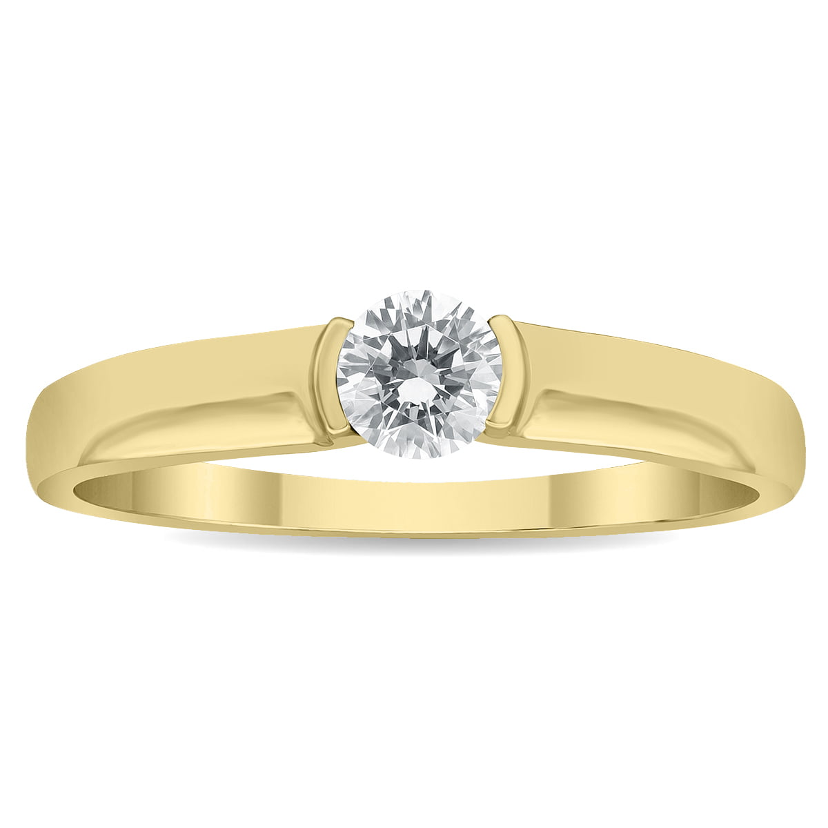 Half-Bezel Set Engraved Engagement Ring -