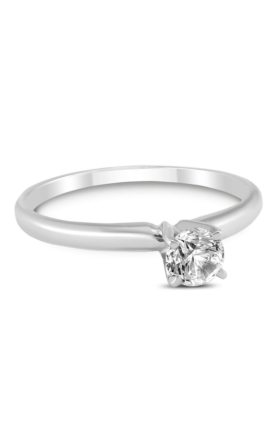 Women's 1/3 Carat Round Diamond Solitaire Ring in 14K White Gold (J-K-L Color, I2-I3 Clarity)