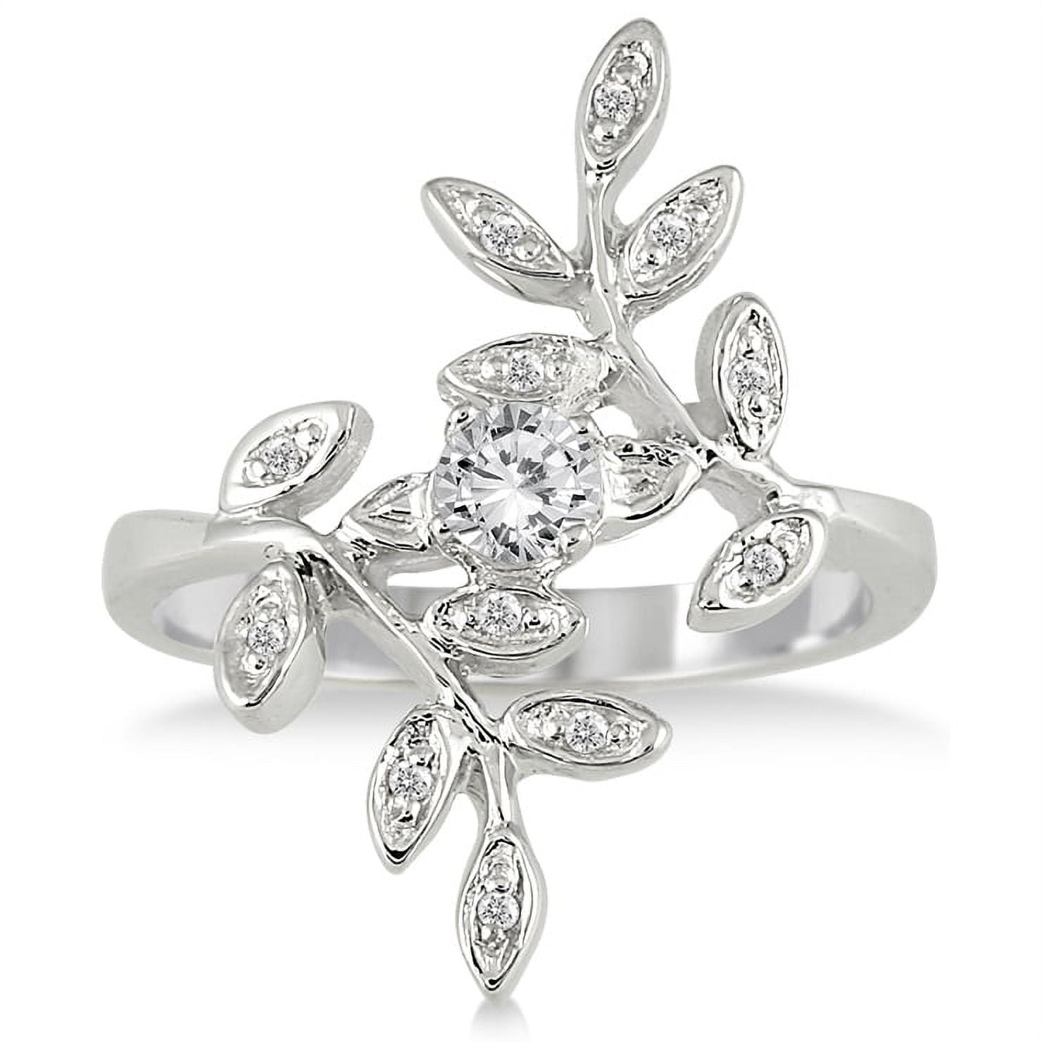 SZUL Women's 1/3 Carat TW Antique Leaf Ring in 10K White SZUL Women's 1/3 Carat TW Antique Leaf Ring in 10K White