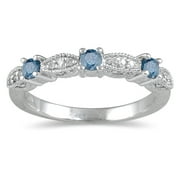 SZUL JEWELRY SZUL Women's 1/3 Carat TW Blue Diamond Band in 10K White Gold