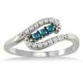 thumbnail image 1 of SZUL Women's 1/3 Carat TW Blue and White Diamond Ring in 10K White Gold, 1 of 3