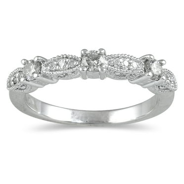SZUL Women's 1/3 Carat TW Diamond Band in 10K White Gold (J-K-L Color, I2-I3 Clarity)