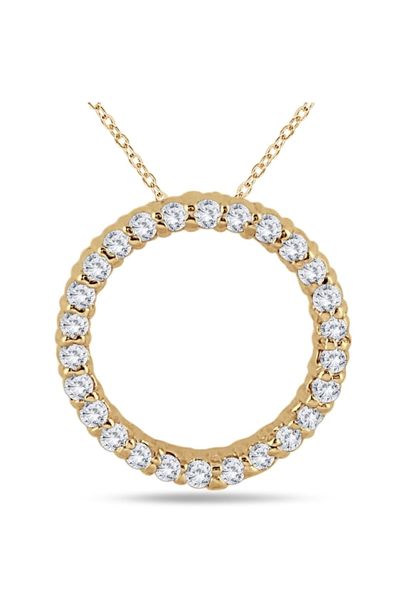 Women's 1/3 Carat TW Diamond Circle Pendant in 14K Yellow Gold (J-K-L Color, I2-I3 Clarity)