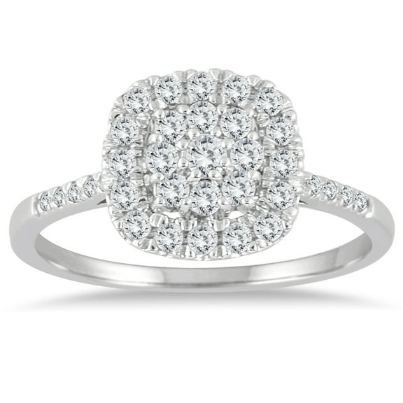 SZUL Women's 1/3 Carat TW Diamond Cluster Ring in 14K White Gold (J-K-L Color, I2-I3 Clarity)