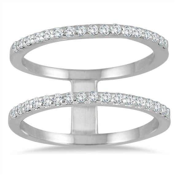 SZUL Women's 1/3 Carat TW Diamond Double Row Ring in 10K White Gold  (J-K-L Color, I2-I3 Clarity)