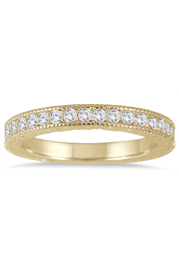 Women's 1/3 Carat TW Diamond Engraved Antique Styled Ring in 10K Yellow Gold (J-K-L Color, I2-I3 Clarity)