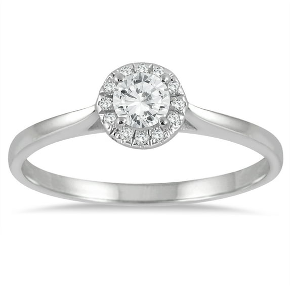 SZUL Women's 1/3 Carat TW Diamond Halo Ring in 14K White Gold  (J-K-L Color, I2-I3 Clarity)
