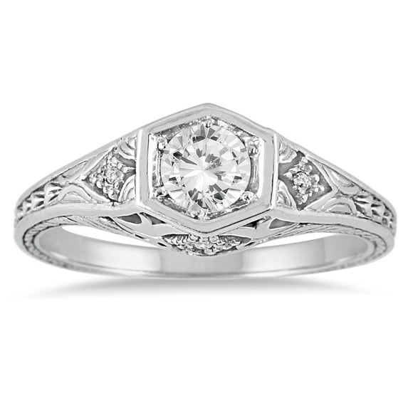 SZUL Women's 1/3 Carat TW Diamond Ring in 14K White Gold (J-K-L Color, I2-I3 Clarity)
