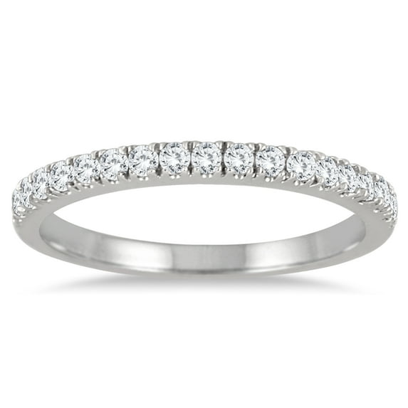 SZUL Women's 1/3 Carat TW Diamond Wedding Band in 10K White Gold (J-K-L Color, I2-I3 Clarity)