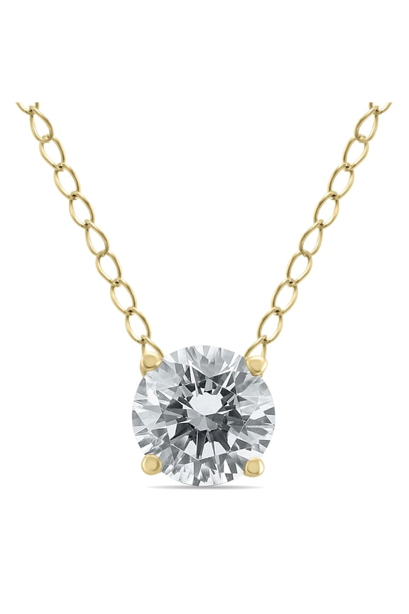 Women's 1/4 Carat Floating Round Diamond Solitaire Necklace in 14K Yellow Gold (J-K-L Color, I2-I3 Clarity)