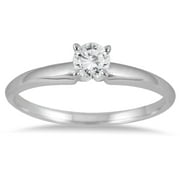 SZUL JEWELRY SZUL Women's 1/4 Carat Round Diamond Solitaire Ring in 14K White Gold (J-K-L Color, I2-I3 Clarity)