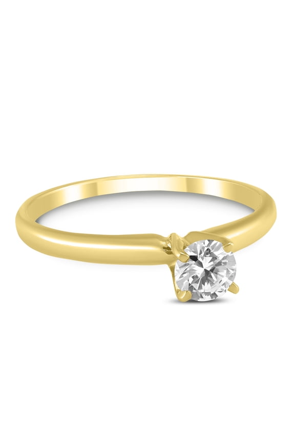 Women's 1/4 Carat Round Diamond Solitaire Ring in 14K Yellow Gold (L-M Color, I2-I3 Clarity)
