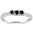 thumbnail image 1 of SZUL Women's 1/4 Carat TW Black Diamond 3 stone Ring in 10K White Gold, 1 of 3