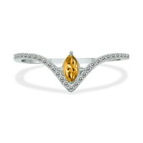 SZUL Women's 1/4 Carat TW Citrine and Diamond V Shape Ring in 10K White Gold