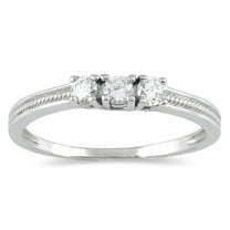 SZUL Women's 1/4 Carat TW Diamond 3 stone Ring in 10K White Gold (J-K-L Color, I2-I3 Clarity)