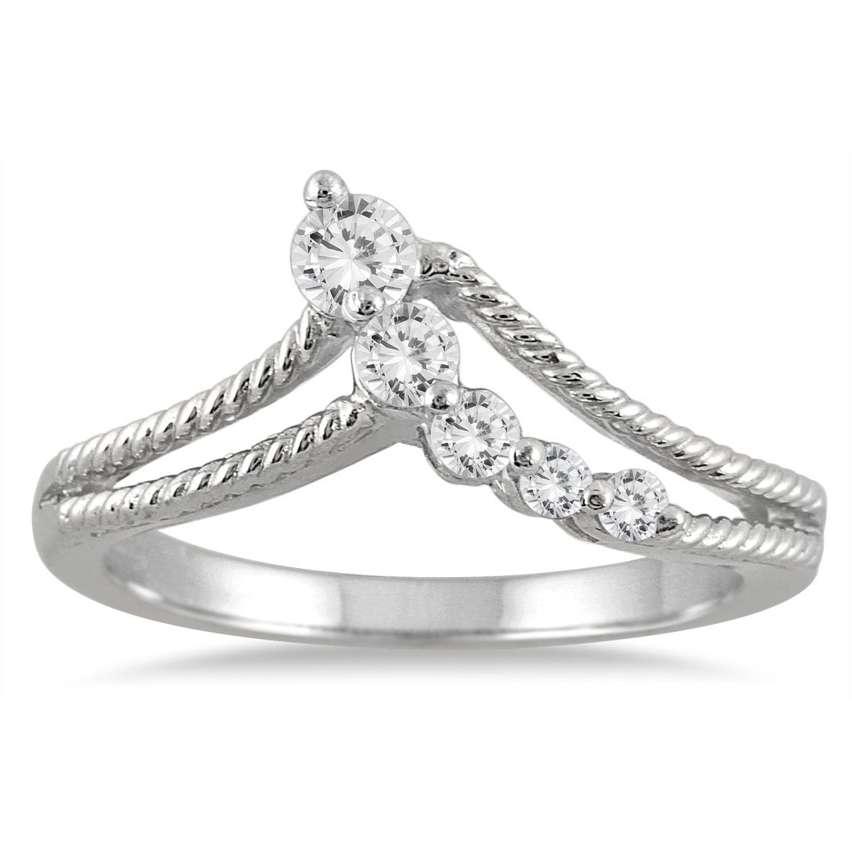 SZUL Women's 1/4 Carat TW Diamond Journey Ring in 10K White Gold (J-K-L Color, I2-I3 Clarity) SZUL Women's 1/4 Carat TW Diamond Journey Ring in 10K White Gold (J-K-L Color, I2-I3 Clarity)
