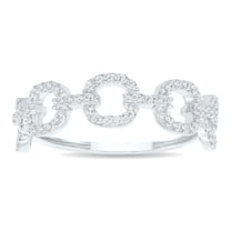 SZUL Women's 1/4 Carat TW Diamond Link Wedding, Fashion, or Anniversary Band in 10K White Gold (J-K-L Color, I2-I3 Clarity)
