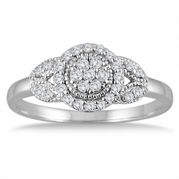 SZUL Women's 1/4 Carat TW Diamond Ring in 10K White Gold (J-K-L Color, I2-I3 Clarity)