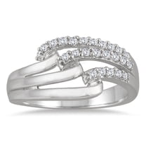 SZUL Women's 1/4 Carat TW Diamond Split Shank Band in 10K White Gold (J-K-L Color, I2-I3 Clarity)