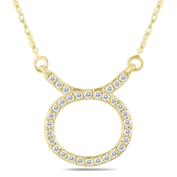 SZUL Women's 1/4 Carat TW Diamond Taurus Zodiac Pendant 10K Yellow Gold (J-K-L Color, I2-I3 Clarity)