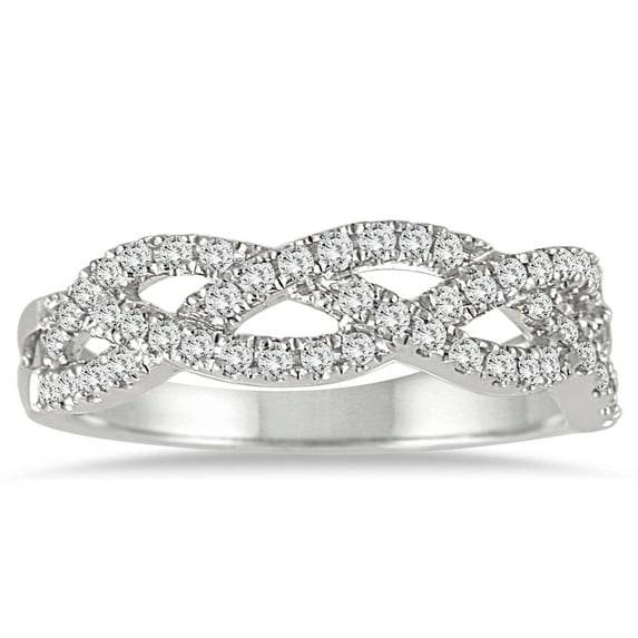 SZUL Women's 1/4 Carat TW Diamond Twist Band in 14K White Gold (I-J Color, I1-I2 Clarity)