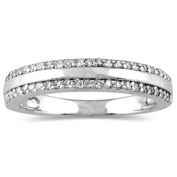 SZUL Women's 1/4 Carat TW Diamond Wedding Band in 10K White Gold (J-K-L Color, I2-I3 Clarity)