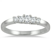 SZUL Women's 1/4 Carat TW Five Stone Diamond Wedding Band in 10K White Gold (J-K-L Color, I2-I3 Clarity)