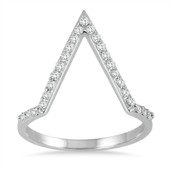 SZUL Women's 1/4 Carat TW Open Diamond V Ring in 14K White Gold (J-K-L Color, I2-I3 Clarity)